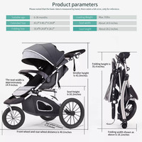 Poussette de jogging de bonne qualité pour bébé, système de voyage, pliable, de luxe, sûr et confortable, à 3 roues