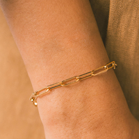 Bracelet unisexe en acier inoxydable avec chaîne trombone couleur argent eManco Classic, plaqué or 14 carats, cadeau de vacances, bijoux en gros