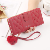 Dompet panjang wanita kulit Pu tempat kartu kapasitas besar pengait ritsleting dompet koin Multi Organizer kartu tas tangan ponsel