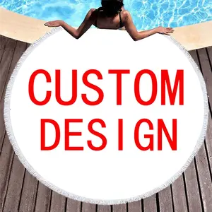 Hot Sale Custom Design Round Beach Towel With Tassel 100% Microfiber 150cm