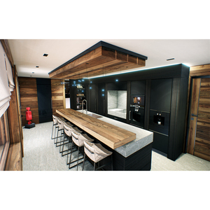 Armarios de cocina modernos negros mate éxito de ventas Aisen con mesa de madera maciza - Product Image 1