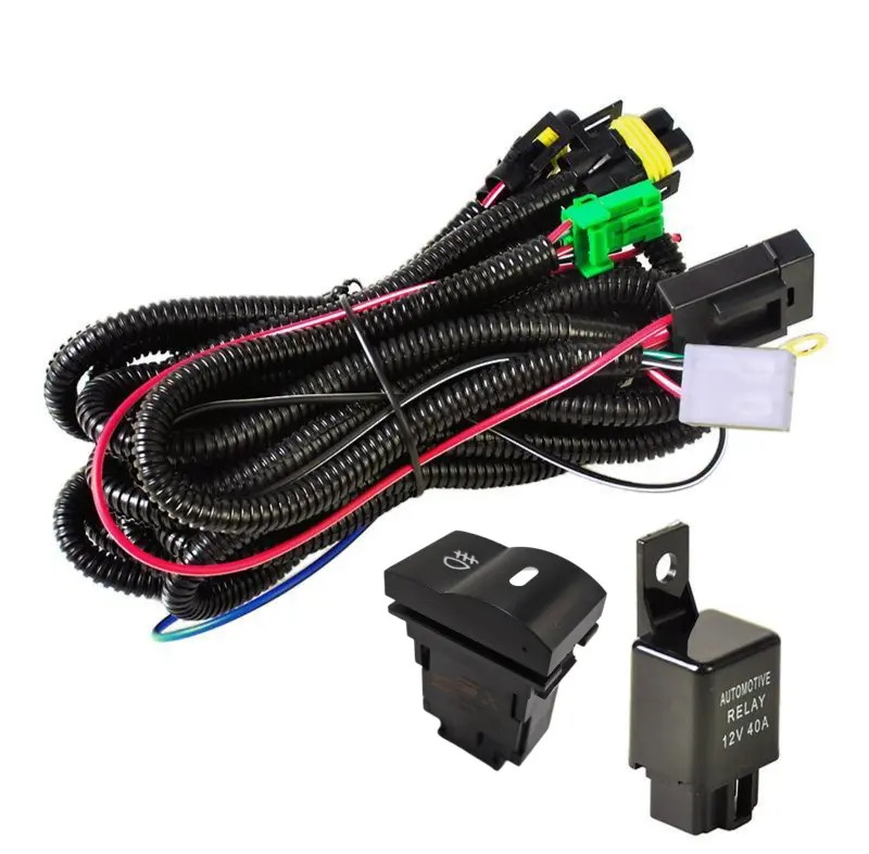 Car Fog Light Wiring Harness Kit with Fuse and Relay led fog lamp Switch wire cable for MAZDA BT-50 BT-70