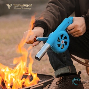 Souffleur d'air à manivelle, outil de camping en plein air portable en plastique bleu, 1 pièce - Product Image 2