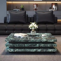 Table basse rectangulaire en marbre véritable, style moderne et minimaliste, luxe léger, sans assemblage, BTCT013, pour la maison ou l'hôtel
