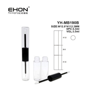 Flacon cosmétique vide en plastique transparent à double embout pour cils et eye-liner, avec bouchon à vis et logo personnalisé pour faux cils - Product Image 2