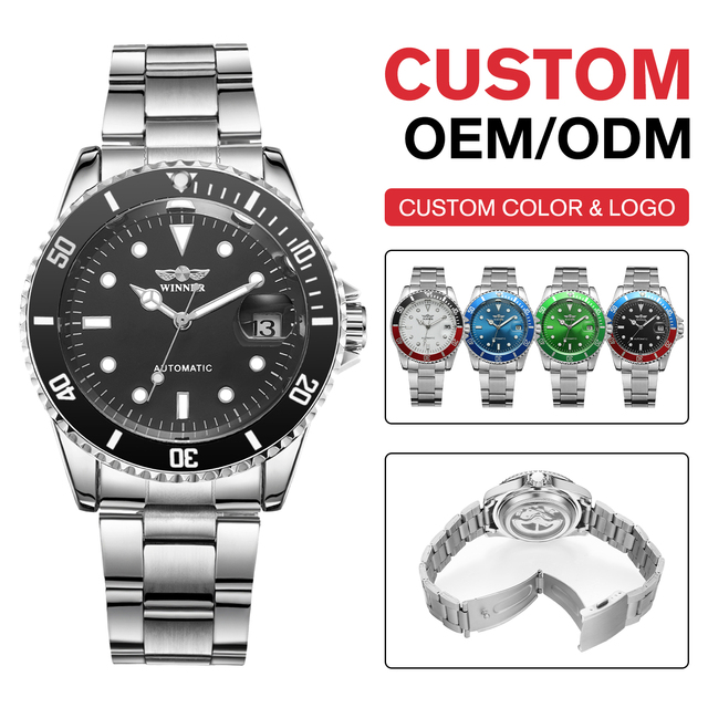 Hot Selling Brand Classic Men Stainless Steel Automatic Mechanical Custom Logo Watch With MOQ 1