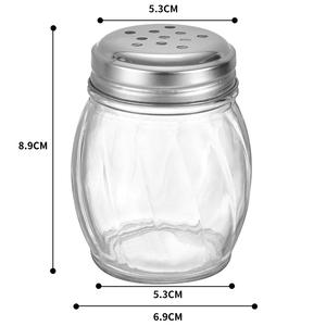 Pot à épices en verre de qualité alimentaire 6oz 150ml en forme d'<span class=keywords><strong>ampoule</strong></span> avec couvercle métallique perforé pour poivre, sel, sucre – Personnalisable - Product Image 4