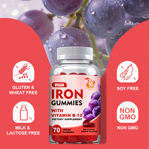 Gummies de fer à marque privée avec zinc, niacine et folate – Complément alimentaire pour adultes – Gummies de fer 18 mg - Product Image 4