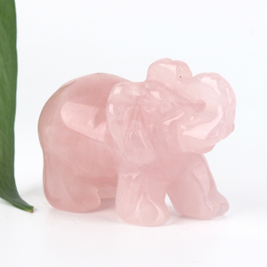 Vente en gros d'éléphants sculptés en pierre de quartz rose, pierres précieuses naturelles d'origine animale, polies, pour la décoration - Product Image 4