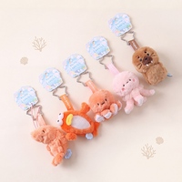 Porte-clés en peluche animaux marins, mini-pendentifs mignons en peluche représentant des créatures marines (Requin, Dauphin, Pieuvre, Crevette), breloques de sac en peluche pour petits cadeaux