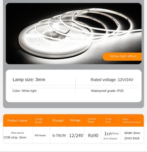 Nuevas tiras Led Slim Flexible COB 5M 16.4FT de alta densidad 3-5 años de garantía 12V 24V COB Led Strip Light con se puede pegar - Product Image 3