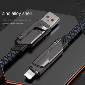 Cable de Carga y <span class=keywords><strong>Datos</strong></span> USB Multi-Puerto 4 en 1 de Aleación de Zinc, PD 27W 65W Tipo C Micro USB, Cable de Carga Universal para Teléfono - Product Image 2