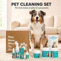 Kit de nettoyage pour animaux de compagnie sans rinçage, ensemble de toilettage pour chiens et chats, 7 pièces, lingettes pour dents, yeux, oreilles, doigts, mousse pour pattes, spray désodorisant, boîte cadeau, hypoallergénique