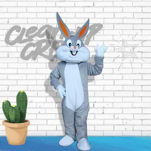 Costume de mascotte de lapin en peluche pour adultes
