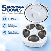 Distributeur automatique de nourriture pour chat avec 5 programmes de repas, plateau rotatif et service à chaud pour les soins quotidiens des chats et des chiens
