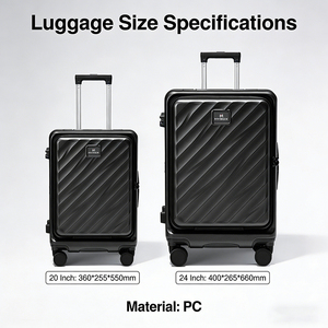 <span class=keywords><strong>Valise</strong></span> en plastique de grande capacité 20/24 pouces, cadre en PC léger, robuste et durable, peut être utilisée comme bagage à main - Product Image 2