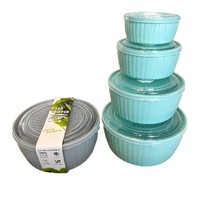 Ensemble de 4 contenants de stockage alimentaire, grande capacité, boîte à salade, boîte à fruits, boîte à lunch, réfrigérateur-sécurisé, transparent, PET de qualité alimentaire