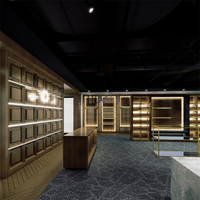 Boutique de vêtements pour hommes haut de gamme personnalisée Magasin de vêtements design Décoration intérieure Armoire de présentation de vêtements en bois Porte-vêtements