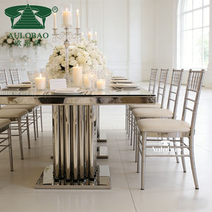 Mesa de Comedor Rectangular de Acero Inoxidable Plateado con 8 Sillas, Estilo Moderno - Product Image 3