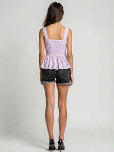 Blusa Casual de Verano sin Mangas con Estampado Floral para Mujer, 100% Algodón Transpirable, Diseño Peplum, Proveedor OEM/ODM - Product Image 2