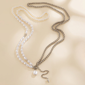 Collar de cadena <span class=keywords><strong>BSK</strong></span> de perlas alienígenas de moda, personalizado y versátil, cadena de clavícula multicapa geométrica - Product Image 6