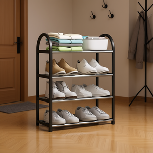 Scarpiera in Acciaio Inossidabile a 4 Ripiani 41x19x57cm, Salvaspazio per Ingresso, Design Minimalista - Product Image 2