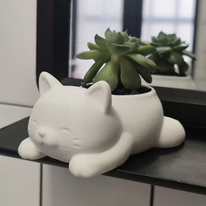 Mini Cat-Shaped Flower Pot 10cm 3D Printed Indoor Plant Decor for Succulent Cactus Desktop Garden Decoration - Product Image 2