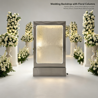 Panneau de bienvenue de mariage design moderne en cascade avec éclairage LED, fontaine intérieure/extérieure, décoration de toile de fond pour événements, en métal lisse