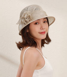 Chapeau de cérémonie <span class=keywords><strong>chic</strong></span> pour <span class=keywords><strong>femme</strong></span> en sinamay bleu, chapeau cloche pour le Kentucky Derby, chapeau de soleil fascinateur floral pour fête du thé et mariage - Product Image 3