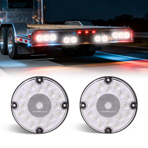 2 feux arrière ronds blancs à 17 LED de 7 pouces avec montage en surface à 4 trous pour camping-cars, camions, remorques, bus, fourgonnettes, étanches IP65 - Product Image 1
