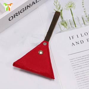 Felt triangular coin <b>purse</b>, candy-colored coin pouch, earphone bag, storage bag, Korean style small handbag. - Product Image 3