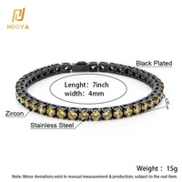 Bracelet Chaîne Tennis NUOYA pour Homme en Acier Inoxydable Plaqué Noir de Haute Qualité avec Zircons Cubiques Colorés 3mm/4mm/5mm Bijoux Hip Hop