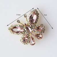 Bricolage strass en verre rose papillon chaussures boucles en dentelle décorations clips en dentelle accessoires pour chaussures