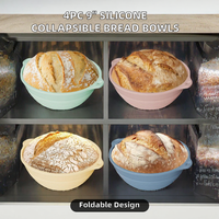 Lot de 4 paniers de levage pliables de 9 pouces pour pain au levain, en silicone antiadhésif, avec doubles poignées, sans BPA