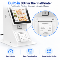 Kiosque de commande pour restaurant 10,1 pouces, Android 11 RK3566 2 Go 32 Go, imprimante thermique 80 mm, lecteur QR, système de paiement de bureau