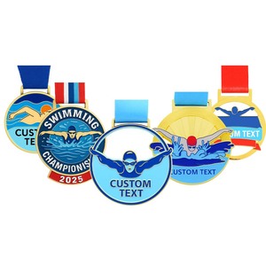 Medalla de Natación 3D Barata Personalizada de Metal, Medalla de Natación Antigua de Oro, Plata y Bronce <span class=keywords><strong>con</strong></span> Esmalte, Premio Deportivo, Proveedor de Medallas de Natación <span class=keywords><strong>con</strong></span> Cinta - Product Image 3