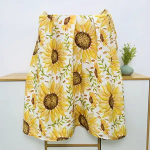 CHEER 100% Organic Cotton Muslin Wrap New Summer Baby Swaddle with Sunflower and Dot Pattern on Sale