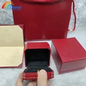 Luxury Red Leather Jewelry Box Set for Ring Necklace Bracelet <b>Earring</b>, Flip Top <b>Gift</b> Packaging <b>Boxes</b> with Black Velvet Lining - Product Image 6