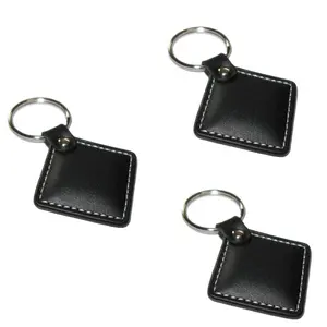 Customized Print NFC Keyfob RFID Leather Tag 13.56mhz Key Tag With Metal Chain