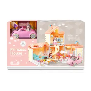 Çocuk için dreamhouse doll ile şekil mobilya araba ve aydınlatma müzik ve piller ve duman gelebilir dışında baca