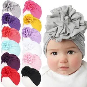 新款可爱婴儿帽用品产品可爱儿童女童头巾帽打结蝴蝶结婴儿新生婴儿花朵发饰