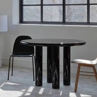 Table à manger pliable en bois massif, finition brillante, design moderne avec pieds en métal