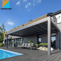 Güneşlikli Pergola Bahçe Kemerleri Çardaklar Açık Hava Mutfağı Alüminyum Metal Pergolalar Cam Kapılı ve Açılır Panjurlu