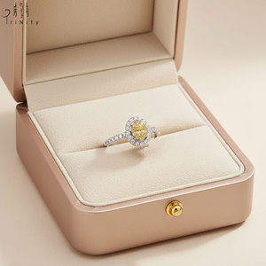เครื่องประดับหรูหราทำมือระดับไฮเอนด์ ทองคำแท้ 18K เพชรแท้สีเหลืองธรรมชาติ 0.2 กะรัต พร้อมแหวนเพชรธรรมชาติสำหรับผู้หญิง เป็นของขวัญ - Product Image 5