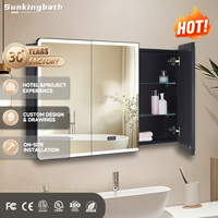 Armoire à pharmacie européenne avec éclairage LED, anti-buée, commande tactile intelligente, grande, murale, miroir éclairé