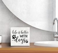 Targa in Legno Leggera Stile Rustico Farmhouse con Citazione per Amanti dei Cani, Decorazione per Scaffali, Tavoli e Scrivanie del Soggiorno