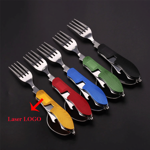 Bộ Dao Kéo Gấp Đa Năng 4 Trong <span class=keywords><strong>1</strong></span> Có Thể Tháo Rời, Bộ Nĩa Và Dao Bằng Thép Không Gỉ, Bộ Dụng Cụ Cắm Trại Ngoài Trời - Product Image 4