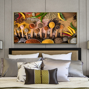 Tableaux sur toile murale « Épices sur la table », Affiches et impressions décoratives pour cuisine, Peintures murales modernes sur toile, Cuadros - Product Image 4