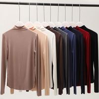 Camisetas de Cuello Alto Ajustadas de 10 Colores para Mujer, Blusas Casuales de Modal para Primavera y Otoño, Camisetas Ajustadas y Sexys para Club