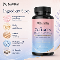 Capsules de collagène multi-sources pour adultes, marque privée OEM, 14 en 1, biotine, kératine, acide hyaluronique, complément beauté, 90 unités, multi-nutriments